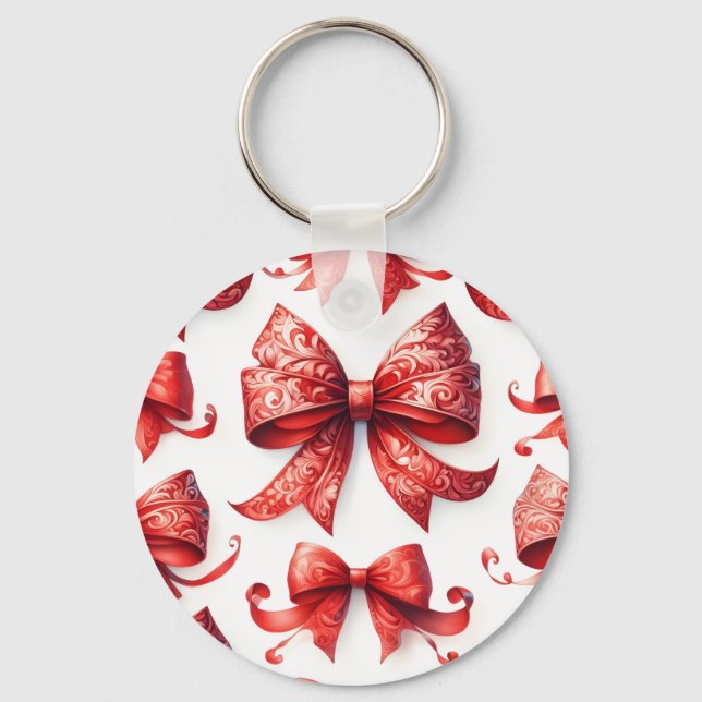 Red Christmas Bows Keychain (Front)
