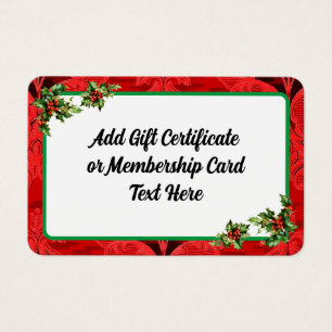Red Christmas Business Gift Certificate Card
