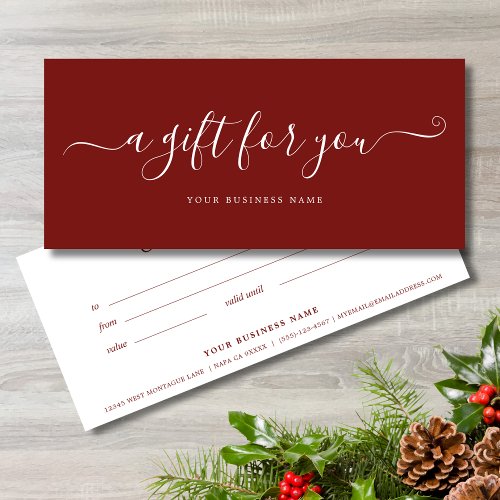 Red Christmas Business Gift Certificate Simple 