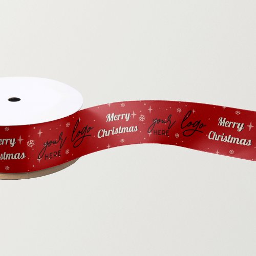 Red Christmas Business Logo Holiday Greeting Satin Satin Ribbon