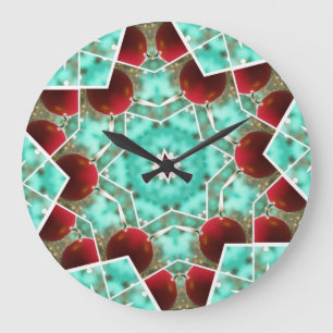 Red Christmas Candle Large Clock