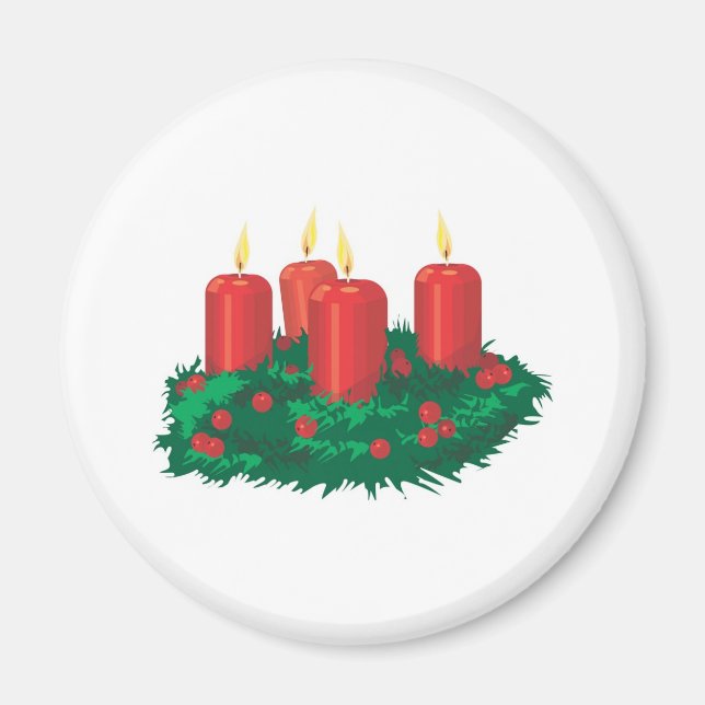 Red Christmas Candles Magnet (Front)