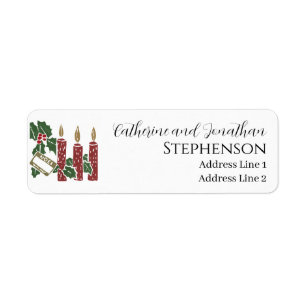 Red Christmas Candles Married Couple Address Label