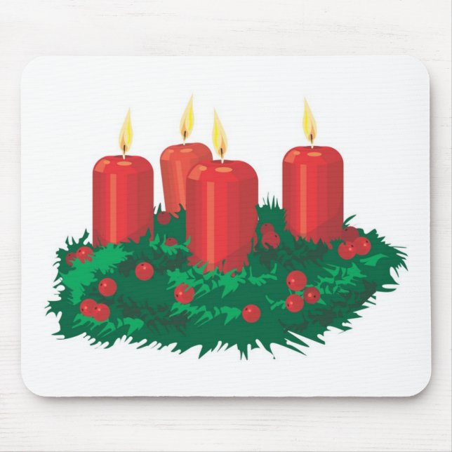 Red Christmas Candles Mouse Pad (Front)