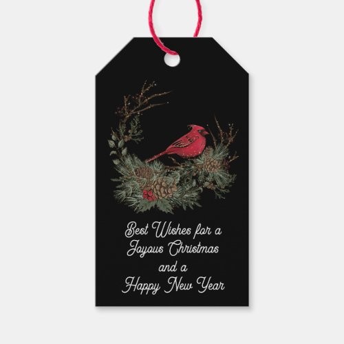 Red Christmas Cardinal and Wreath Gift Tags