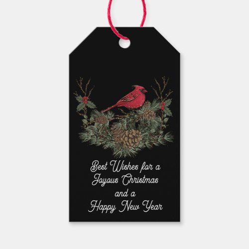 Red Christmas Cardinal and Wreath Gift Tags