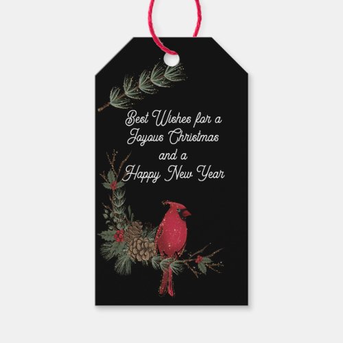 Red Christmas Cardinal and Wreath Gift Tags