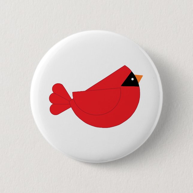 Red Christmas Cardinal Bird Pinback Button (Front)