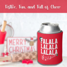 Red Christmas Carrol Themed Can Cooler