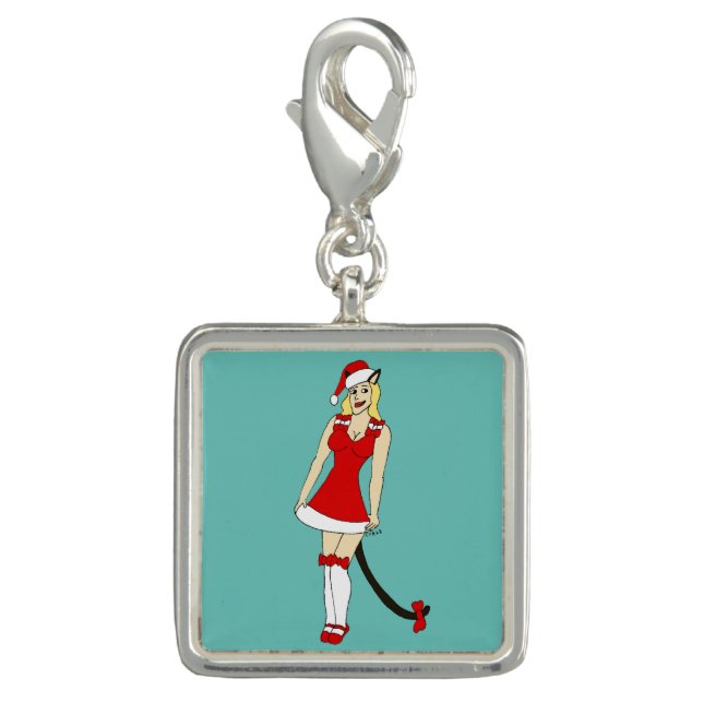Red Christmas catgirl Charm (Front)