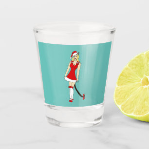 Red Christmas catgirl Shot Glass