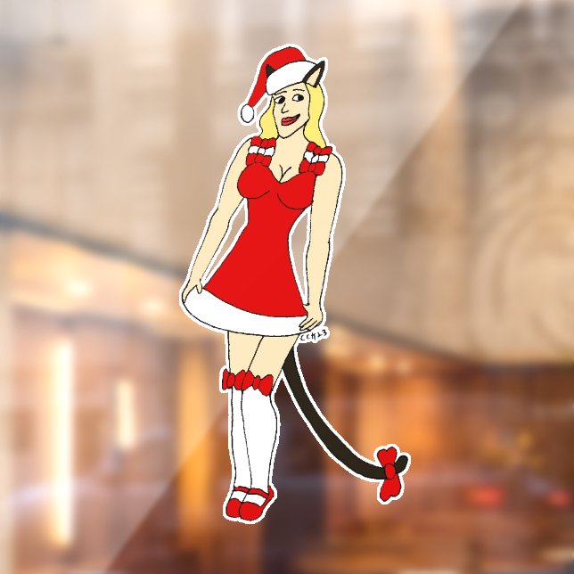 Red Christmas catgirl Window Cling (Sheet 2)