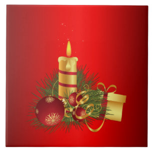 Red Christmas Ceramic Tile