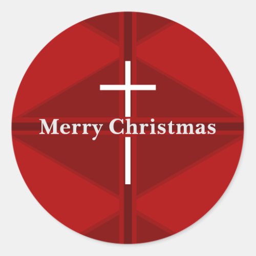 Red Christmas Christian Cross Classic Round Sticker