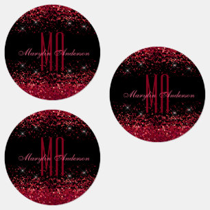 RED CHRISTMAS CHUNKY GLITTER CUSTOM MONOGRAM LABELS