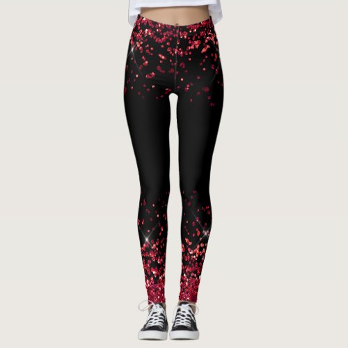 RED CHRISTMAS CHUNKY GLITTER CUSTOM MONOGRAM LEGGINGS