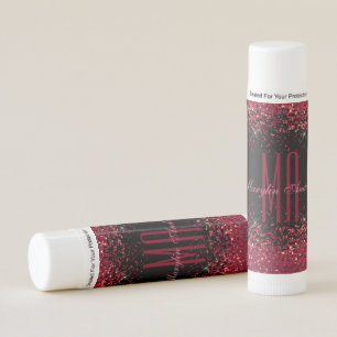 RED CHRISTMAS CHUNKY GLITTER CUSTOM MONOGRAM LIP BALM