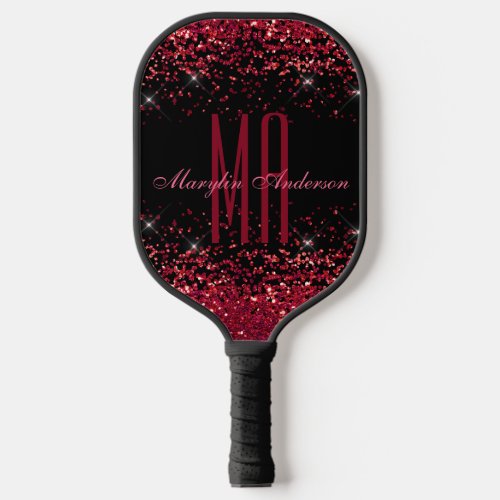 RED CHRISTMAS CHUNKY GLITTER CUSTOM MONOGRAM NOTEB PICKLEBALL PADDLE