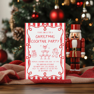 Red Christmas Cocktail Party    Invitation