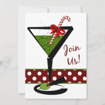 red Christmas Cocktails party Invitation