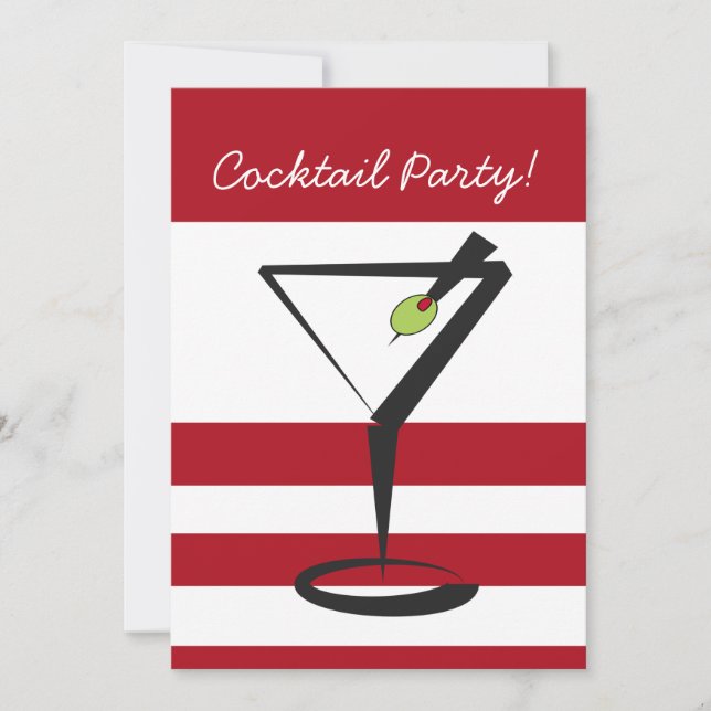 red Christmas Cocktails party Invitation (Front)