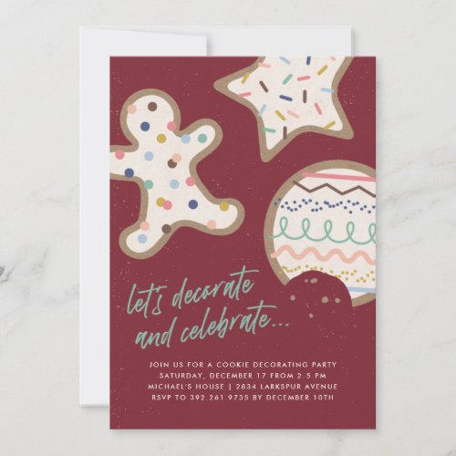 Red Christmas Cookie Decorating Party Invitation
