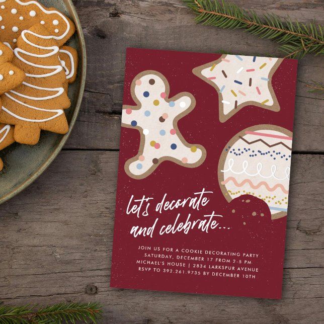 Red Christmas Cookie Decorating Party Invitation Foil Invitation (Creator Uploaded)
