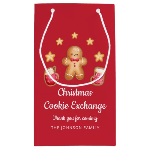 Red Christmas Cookie Exchange Cute Gingerbread Man Small Gift Bag