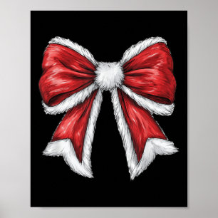 Red Christmas Coquette Bow Santa  Poster