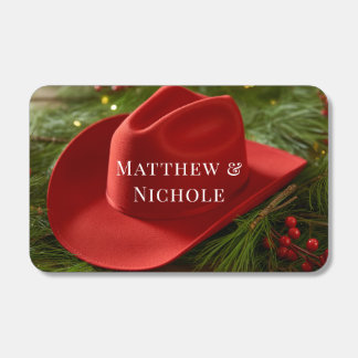 Red Christmas Cowboy Hat Wedding Matchboxes