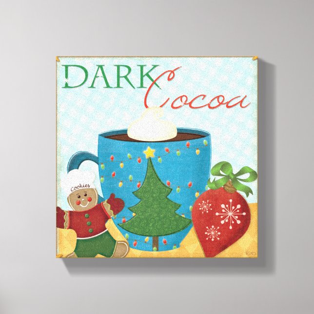 Red Christmas Cup with Creamy Cocoa Canvas Print (Front)