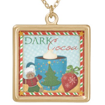 Red Christmas Cup With Creamy Cocoa Gold Plated Necklace by wildapple at Zazzle