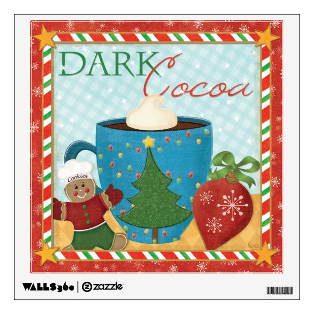 Red Christmas Cup with Creamy Cocoa Wall Sticker (Front)