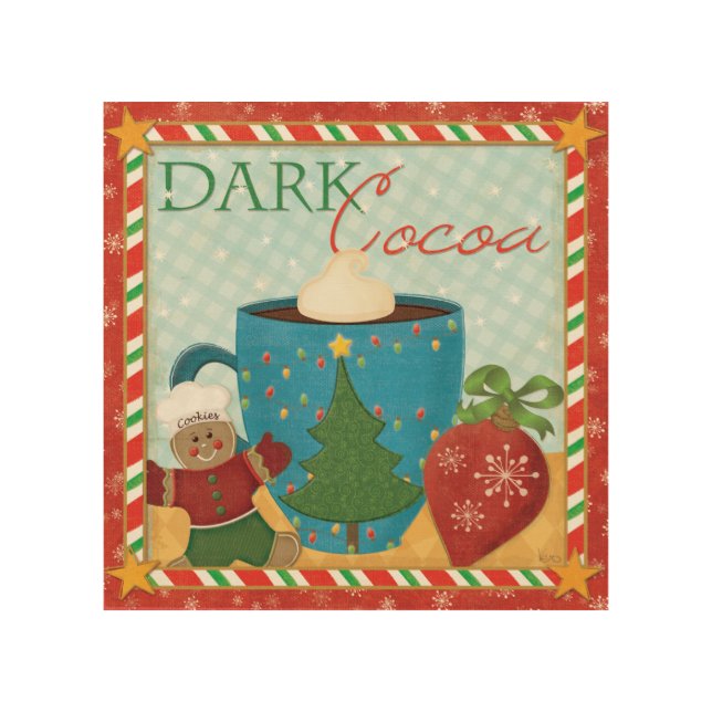 Red Christmas Cup with Creamy Cocoa Wood Wall Art (Front)