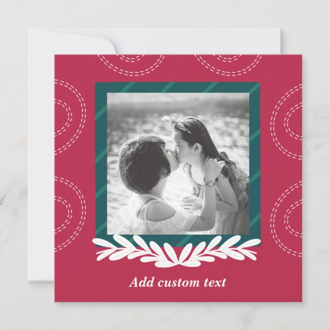 Red christmas customizable photo elegant card (Front)