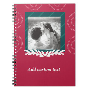 Red christmas customizable photo gift  notebook