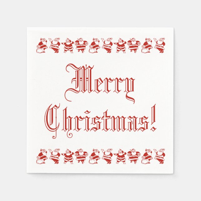 Red Christmas Cute Funny Santa Claus Pattern Napkins (Front)