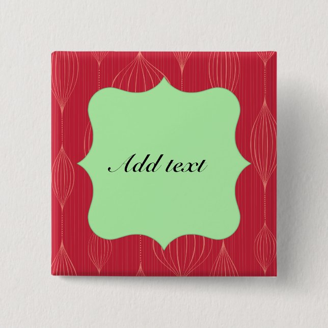Red Christmas Cutout Frame Template, Customizable Pinback Button (Front)