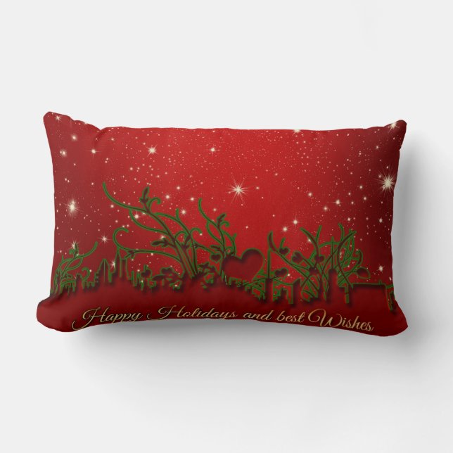 Red Christmas decor Lumbar Pillow (Front)