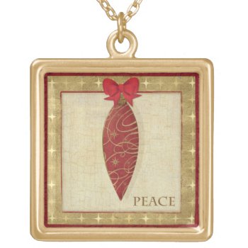 Red Christmas Decoration Love Gold Plated Necklace by wildapple at Zazzle