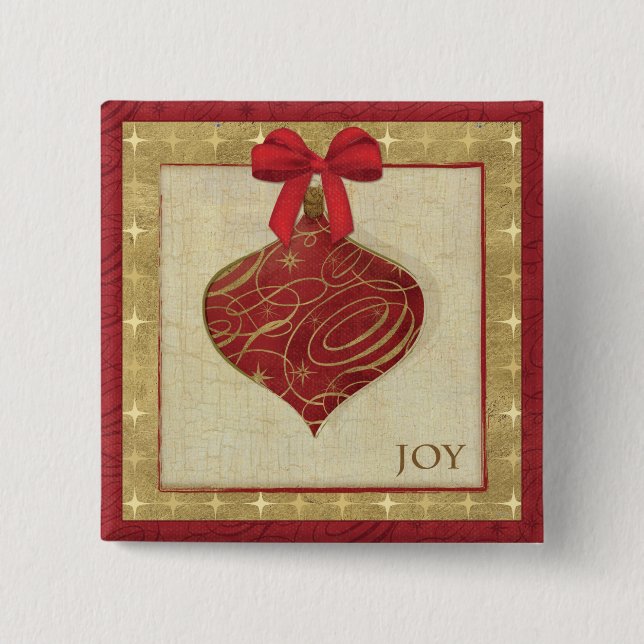 Red Christmas Decoration Peace Pinback Button (Front)