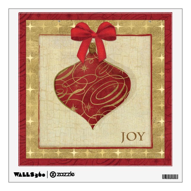 Red Christmas Decoration Peace Wall Decal (Front)