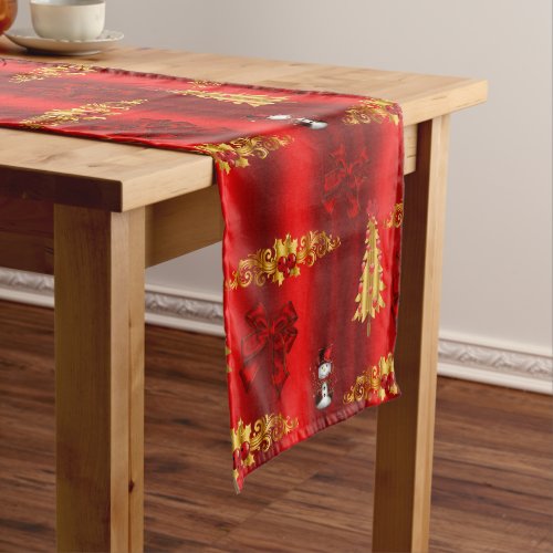 Red Christmas Decorations Short Table Runner