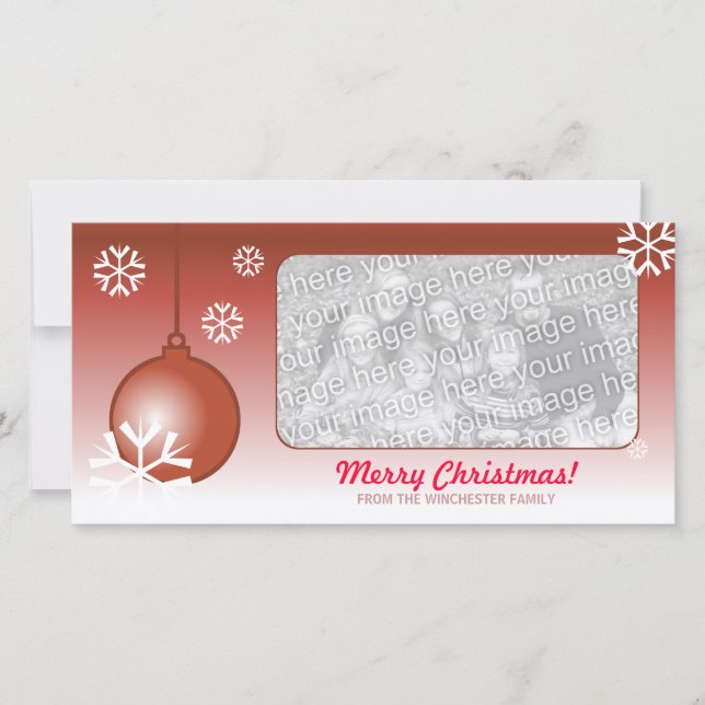 Red Christmas Decorative Ball Holiday Card (Front)