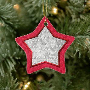 Red Christmas Decorative Star Photo Ceramic Ornament