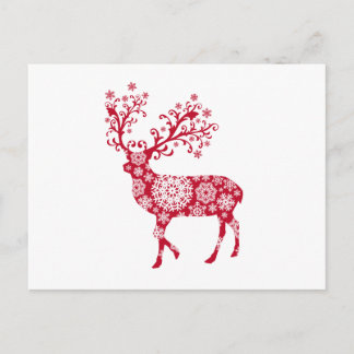 Red Christmas deer with snowflakes Holiday Postcard