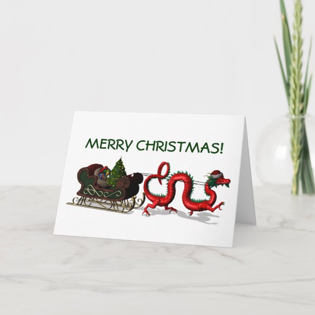 Red Christmas Dragon Holiday Card (Front)