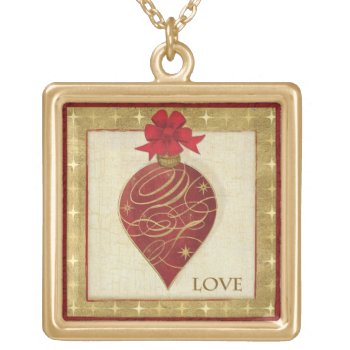 Red Christmas DŽcor Hope Gold Plated Necklace by wildapple at Zazzle