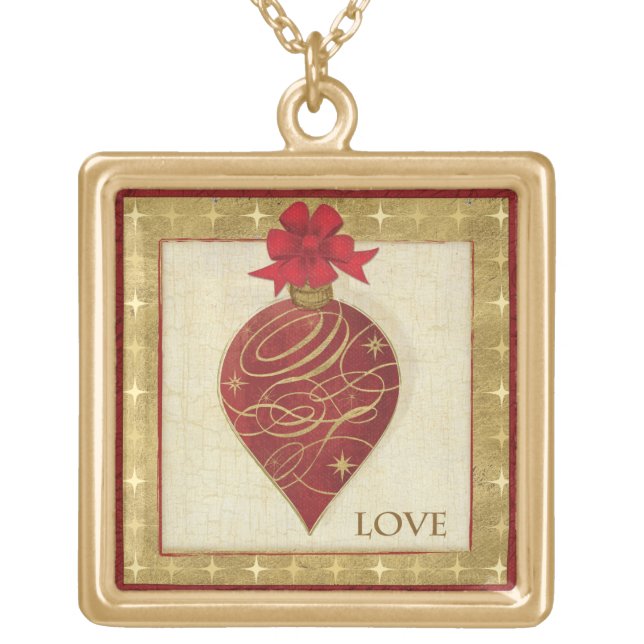 Red Christmas DŽcor Hope Gold Plated Necklace (Front)