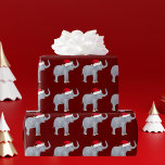 Red Christmas Elephant Wrapping Paper<br><div class="desc">Cute elephant Christmas wrapping paper featuring a beautiful grey elephant wearing a red santa hat on a burgundy background for Xmas. I love funny holiday animals.</div>